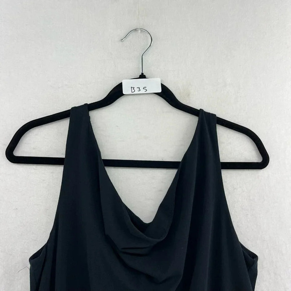Garnet Hill Jumpsuit Women's Sz 8 Black Round Neck Wide Strap Tapered Stretch - Picture 12 of 12